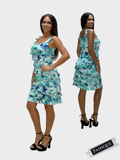 CHACHA Ruffle Knee length PRINTED Dress - D2760
